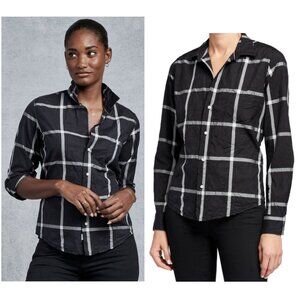 Frank and Eileen Barry Shirt $218 Black/White Windowpane Blouse size M